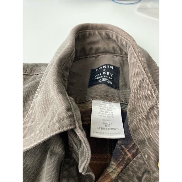 Lakin Mckey men’s canvas shirt jacket brown plaid flannel line size medium - Picture 2 of 4